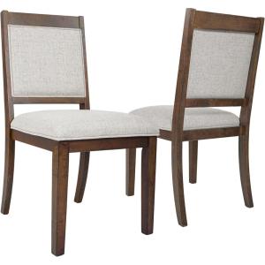 HomePop Parsons Classic Upholstered Accent Dining Chair, Set of 2, Gray and Cream(Neutral Textured Solid (Set of 2))