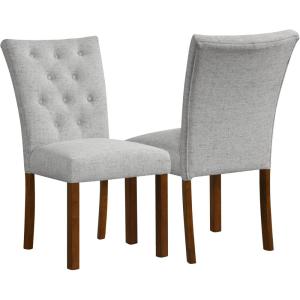 HomePop Parsons Classic Upholstered Accent Dining Chair, Set of 2, Gray and Cream(Pewte Gray Woven)