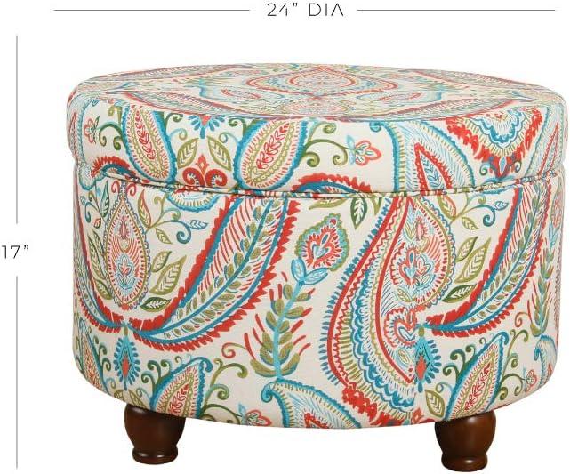 imageHomepop Home Decor Upholstered Round Storage Ottoman Ottoman with Storage for Living Room amp Bedroom Cream Chevron Woven LargeBold Paisley