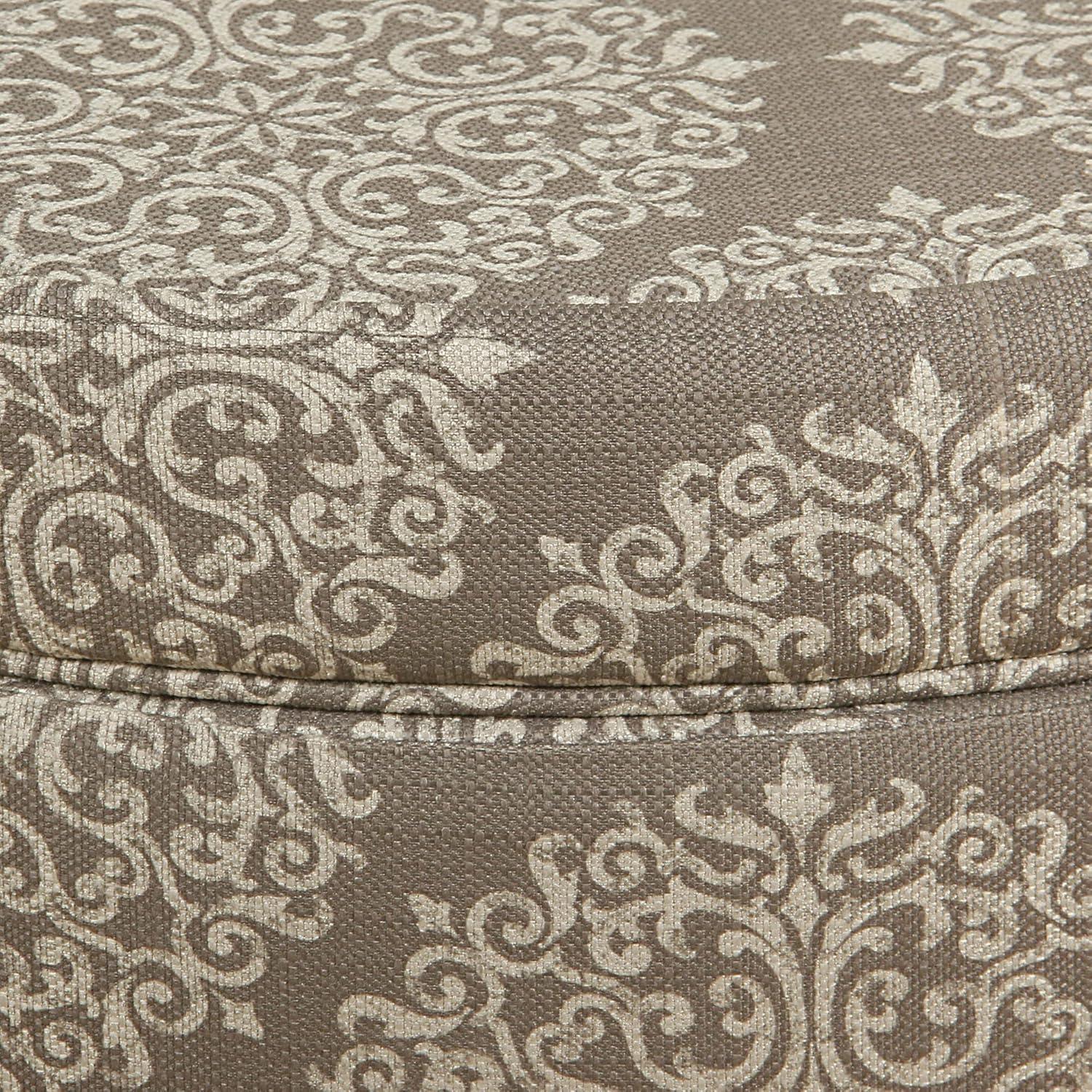 imageHomepop Home Decor Upholstered Round Storage Ottoman Ottoman with Storage for Living Room amp Bedroom Cream Chevron Woven LargeBrown Medallion