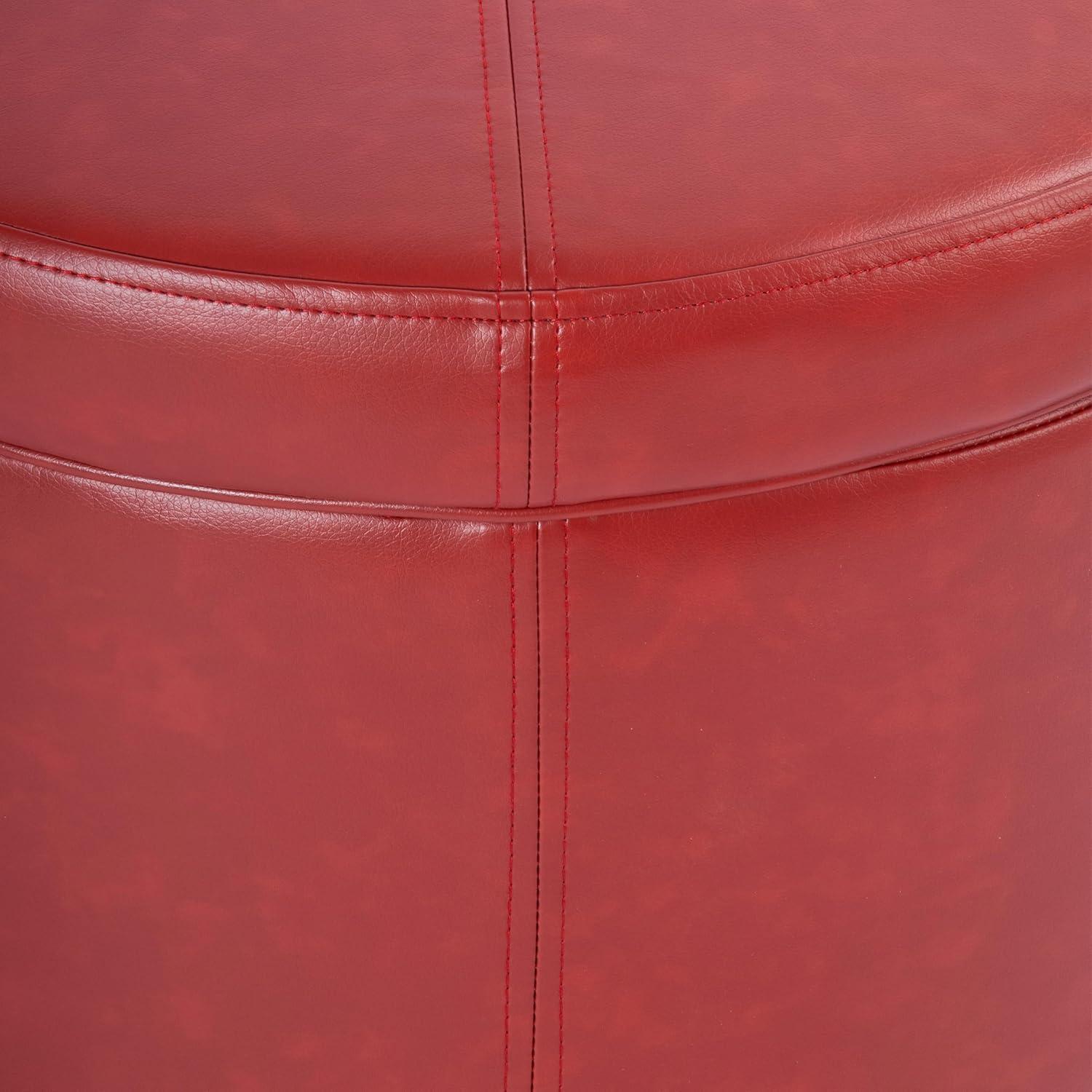 imageHomepop Home Decor Upholstered Round Storage Ottoman Ottoman with Storage for Living Room amp Bedroom Cream Chevron Woven LargeCinnamon Red