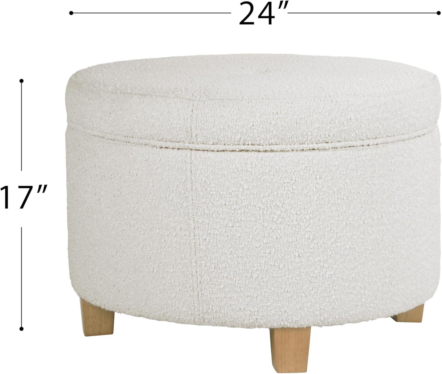 imageHomepop Home Decor Upholstered Round Storage Ottoman Ottoman with Storage for Living Room amp Bedroom Cream Chevron Woven LargeCream Boucle