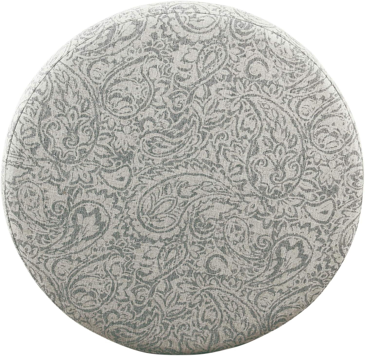 imageHomepop Home Decor Upholstered Round Storage Ottoman Ottoman with Storage for Living Room amp Bedroom Cream Chevron Woven LargeGray Floral