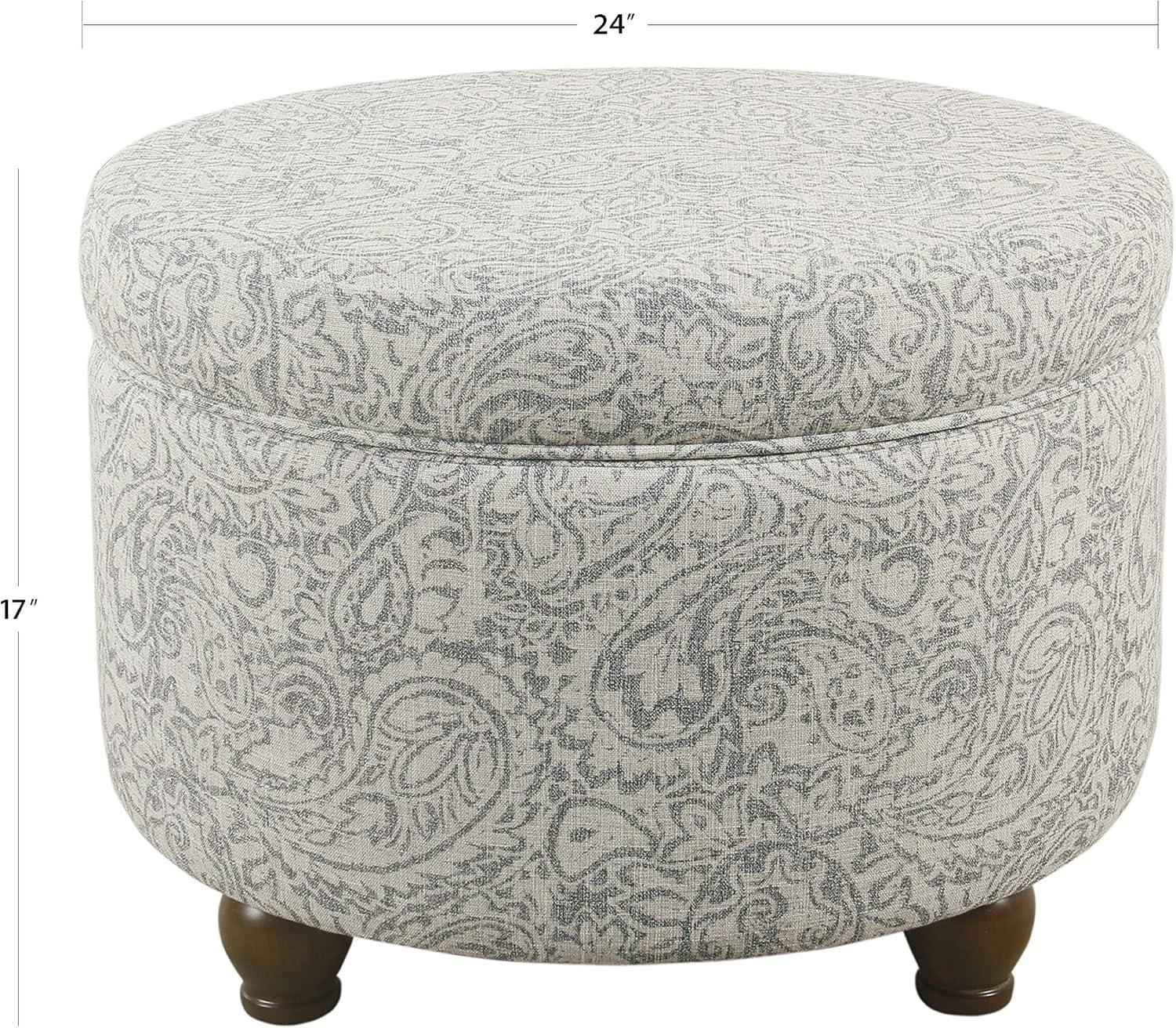 imageHomepop Home Decor Upholstered Round Storage Ottoman Ottoman with Storage for Living Room amp Bedroom Cream Chevron Woven LargeGray Floral