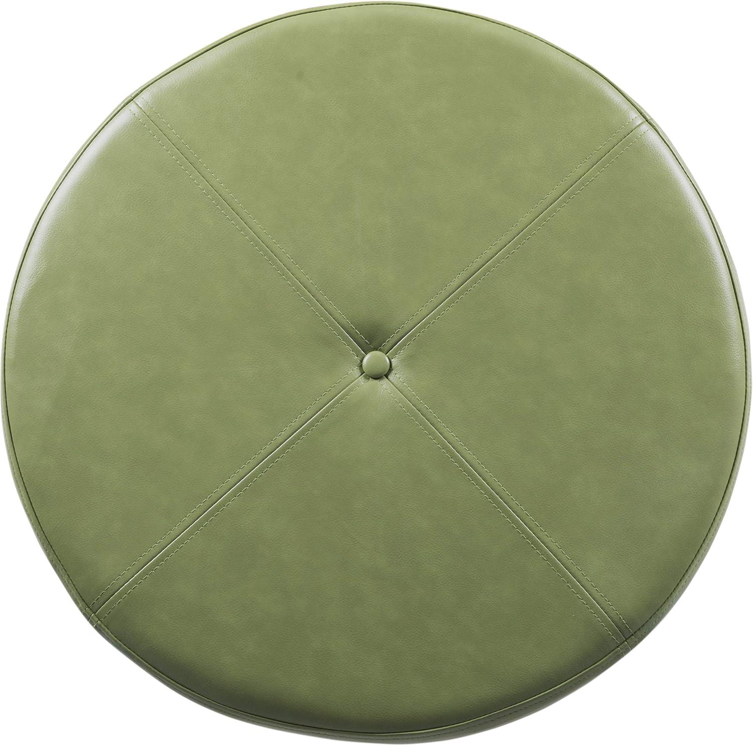 imageHomepop Home Decor Upholstered Round Storage Ottoman Ottoman with Storage for Living Room amp Bedroom Cream Chevron Woven LargeMoss Green