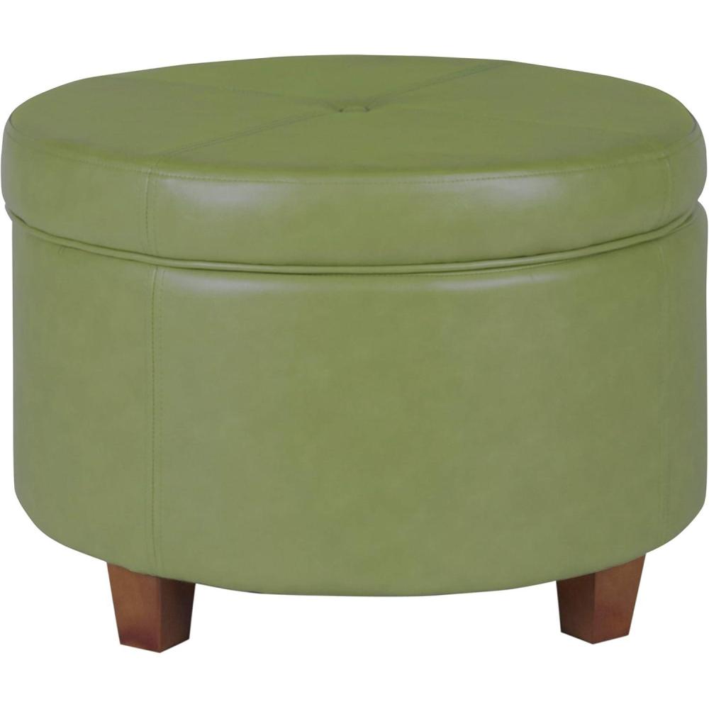 imageHomepop Home Decor Upholstered Round Storage Ottoman Ottoman with Storage for Living Room amp Bedroom Cream Chevron Woven LargeMoss Green