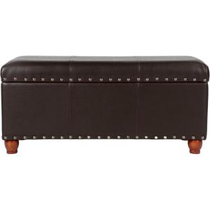 HomePop Malmo Decorative Storage Bench -Blue Velvet(Espresso Brown)