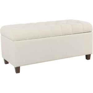 HomePop Malmo Decorative Storage Bench -Blue Velvet(Textured Neutral)