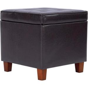 Homepop Home Decor | Classic Square Storage Ottoman with Lift Off Lid | Ottoman with Storage for Living Room & Bedroom, Blue Chevron Print(Brown)