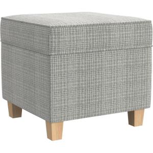 Homepop Home Decor | Classic Square Storage Ottoman with Lift Off Lid | Ottoman with Storage for Living Room & Bedroom, Blue Chevron Print(Sage Mini Grid Pattern)