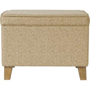 Homepop Home Decor | Upholstered Medium Rectangular Storage Ottoman | Hinged Lid Ottoman with Storage for Living Room & Bedroom, Blue Velvet(Cream Woven)