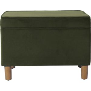 Homepop Home Decor | Upholstered Medium Rectangular Storage Ottoman | Hinged Lid Ottoman with Storage for Living Room & Bedroom, Blue Velvet(Loden Green Velvet)