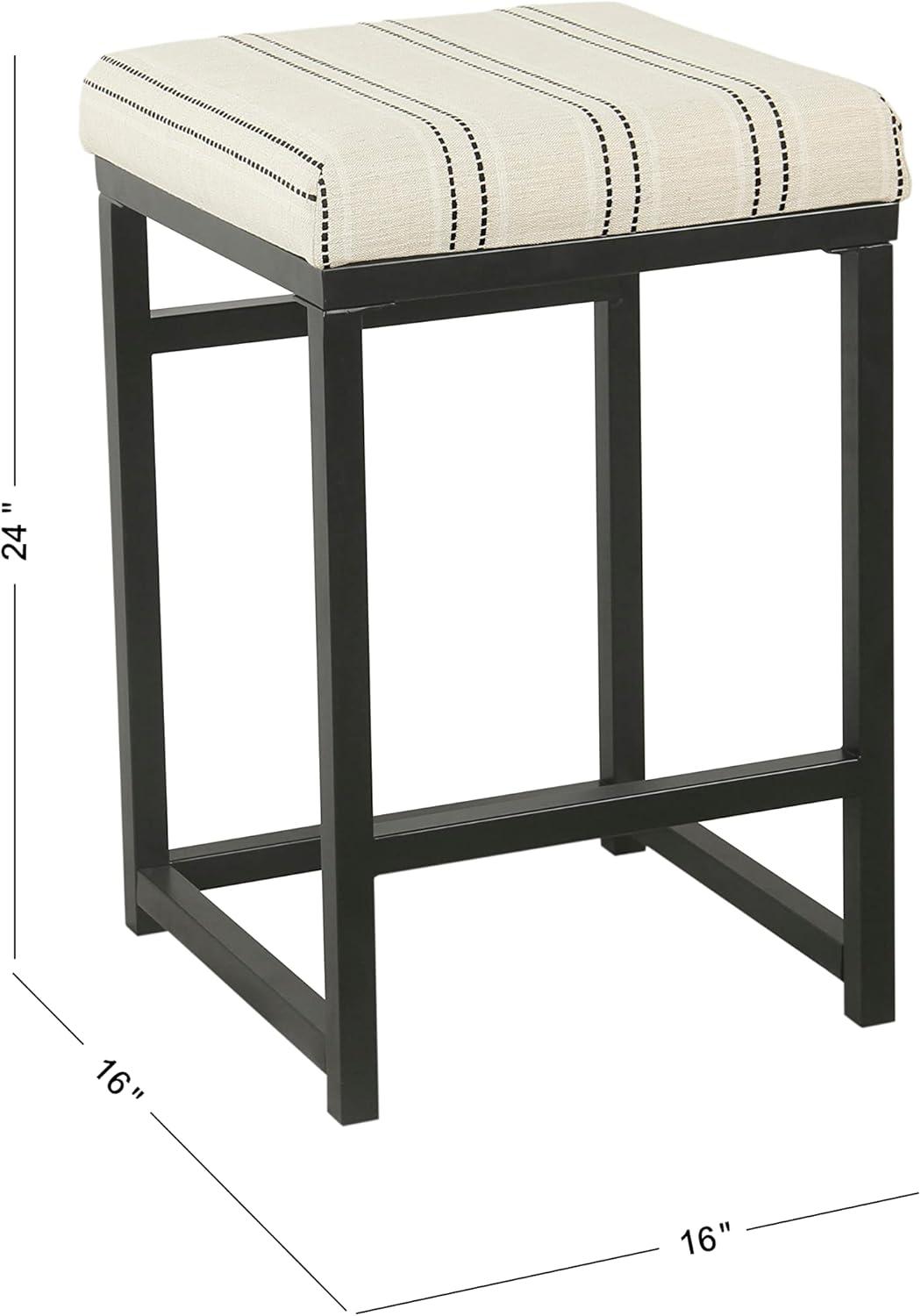 imageHomepop Home Decor Classic OpenBack Counter Height Barstool Square 24 Inch Bar Stools with Domed Cushion Brown Window Pane PrintBlack and White