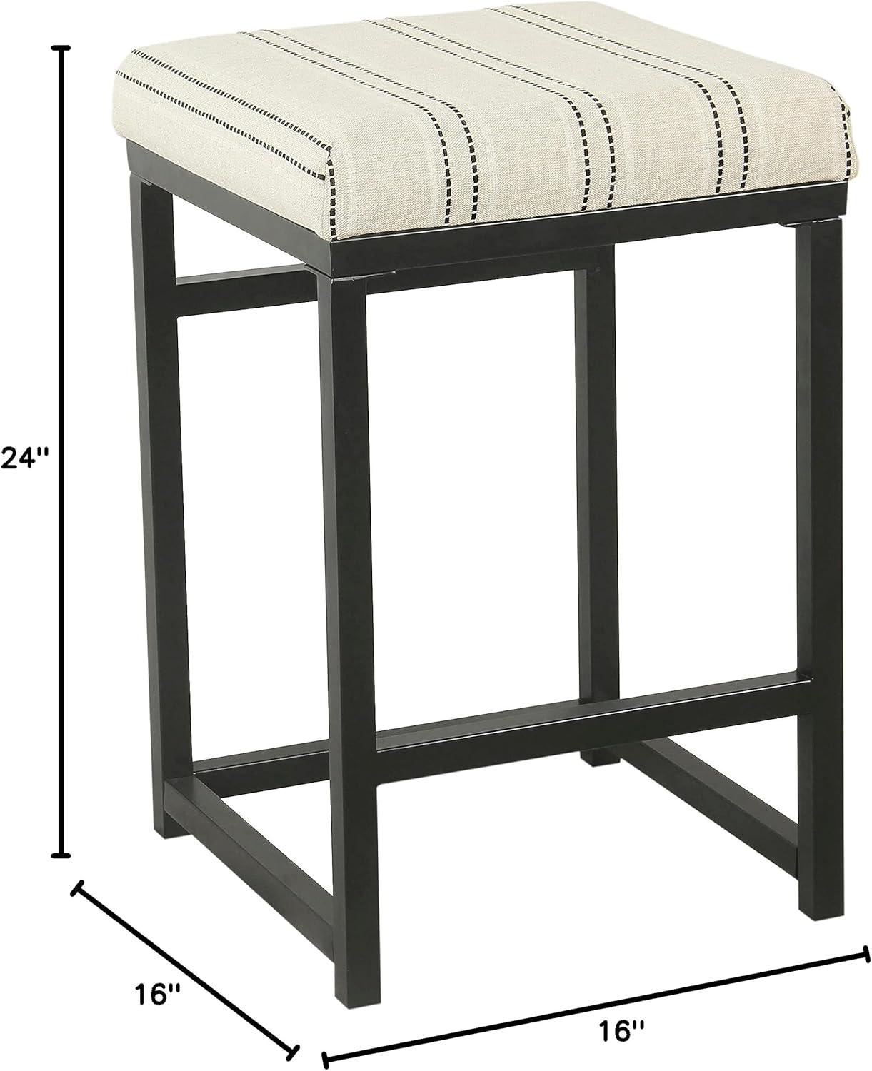 imageHomepop Home Decor Classic OpenBack Counter Height Barstool Square 24 Inch Bar Stools with Domed Cushion Brown Window Pane PrintBlack and White