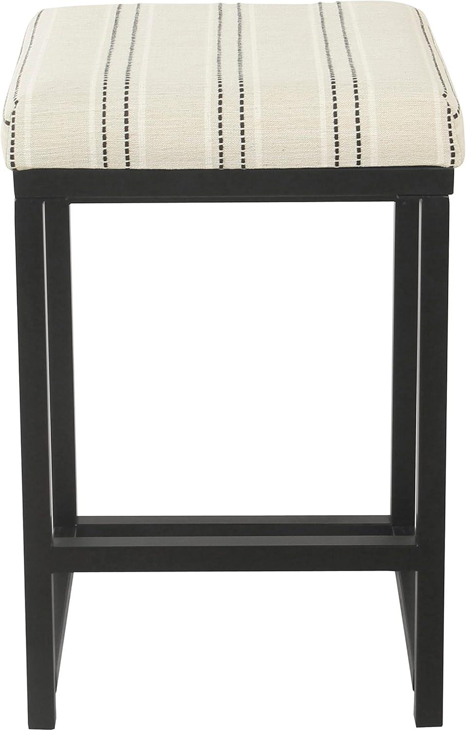 imageHomepop Home Decor Classic OpenBack Counter Height Barstool Square 24 Inch Bar Stools with Domed Cushion Brown Window Pane PrintBlack and White