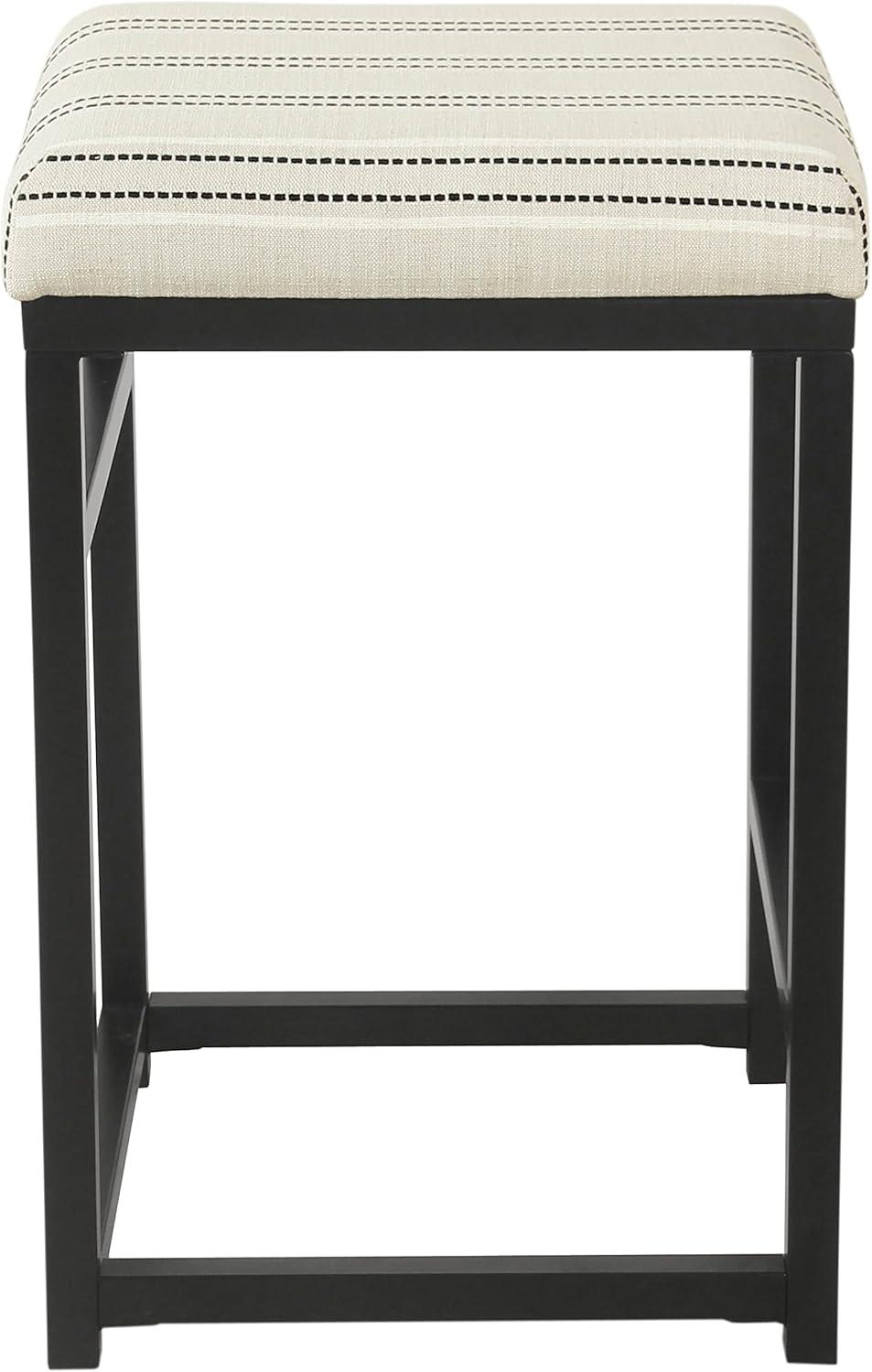 imageHomepop Home Decor Classic OpenBack Counter Height Barstool Square 24 Inch Bar Stools with Domed Cushion Brown Window Pane PrintBlack and White