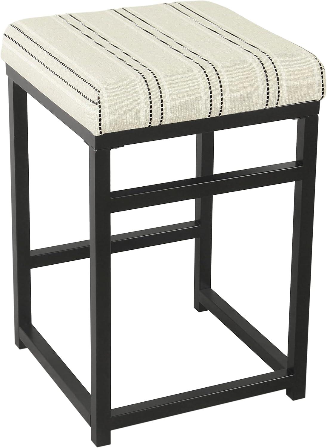 imageHomepop Home Decor Classic OpenBack Counter Height Barstool Square 24 Inch Bar Stools with Domed Cushion Brown Window Pane PrintBlack and White