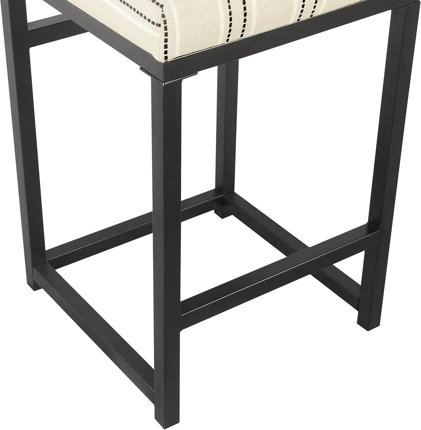imageHomepop Home Decor Classic OpenBack Counter Height Barstool Square 24 Inch Bar Stools with Domed Cushion Brown Window Pane PrintBlack and White