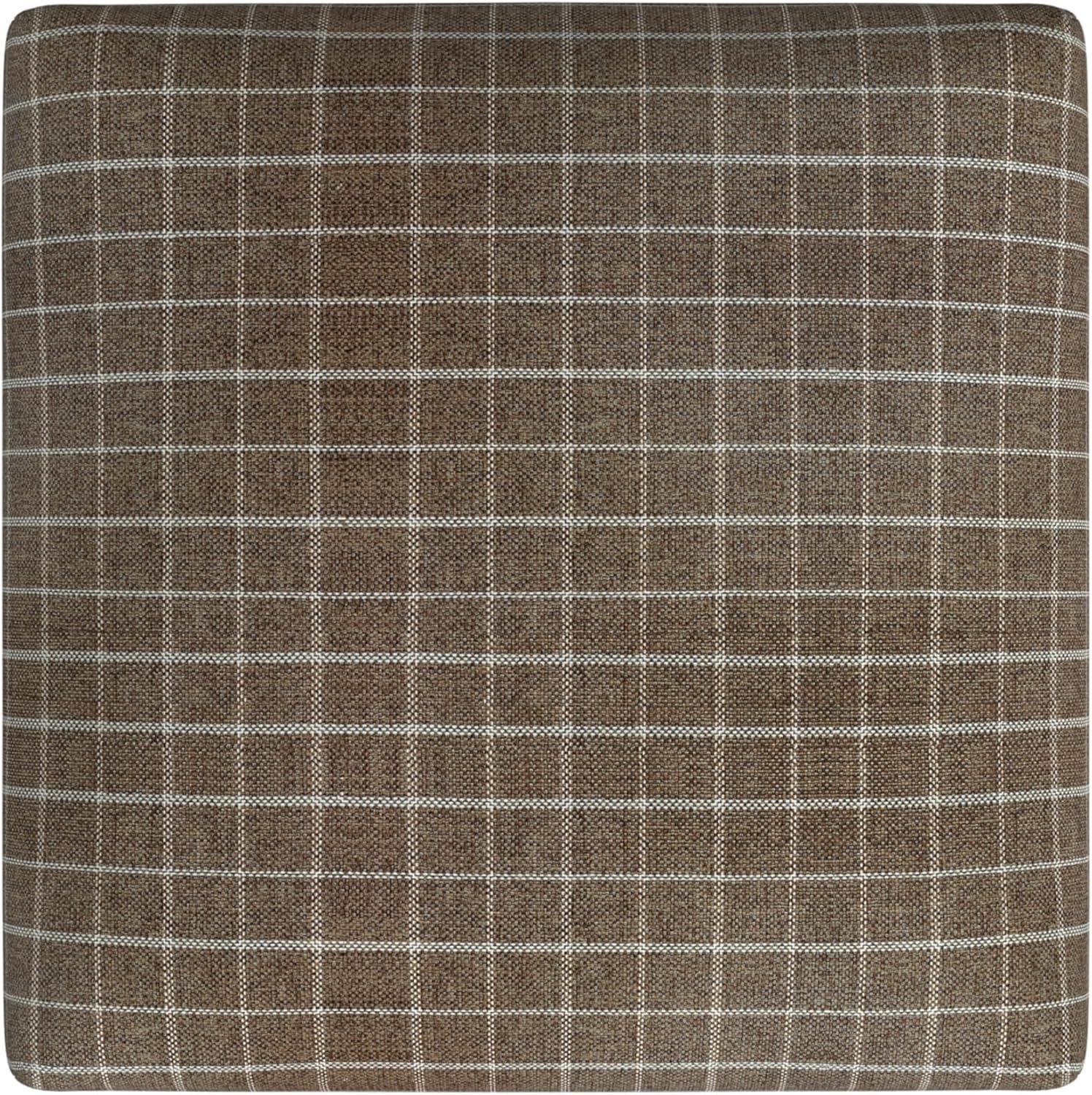 imageHomepop Home Decor Classic OpenBack Counter Height Barstool Square 24 Inch Bar Stools with Domed Cushion Brown Window Pane PrintBrown Window Pane Print