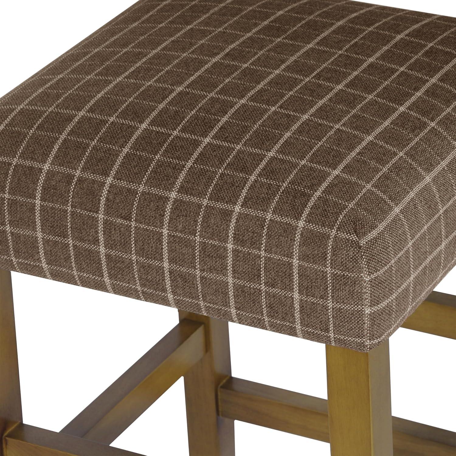 imageHomepop Home Decor Classic OpenBack Counter Height Barstool Square 24 Inch Bar Stools with Domed Cushion Brown Window Pane PrintBrown Window Pane Print