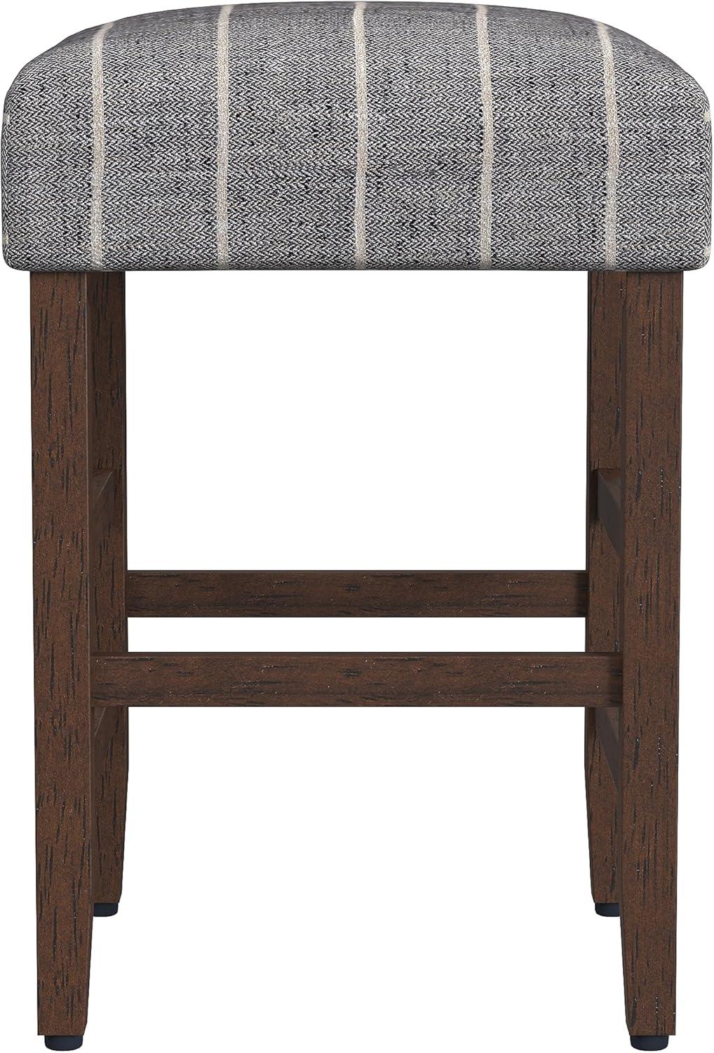 imageHomepop Home Decor Classic OpenBack Counter Height Barstool Square 24 Inch Bar Stools with Domed Cushion Brown Window Pane PrintMidnight Gray Woven Stripe