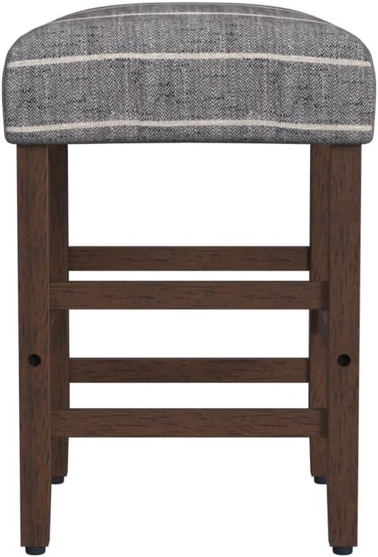 imageHomepop Home Decor Classic OpenBack Counter Height Barstool Square 24 Inch Bar Stools with Domed Cushion Brown Window Pane PrintMidnight Gray Woven Stripe