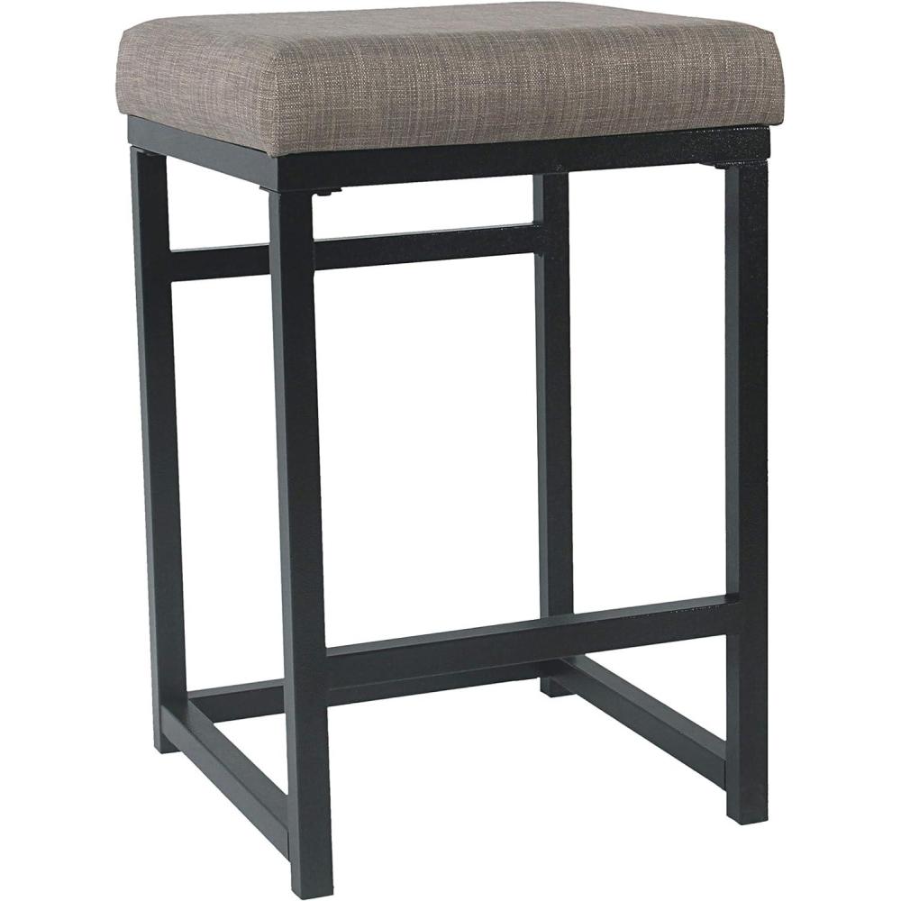 imageHomepop Home Decor Classic OpenBack Counter Height Barstool Square 24 Inch Bar Stools with Domed Cushion Brown Window Pane PrintBrown and Black