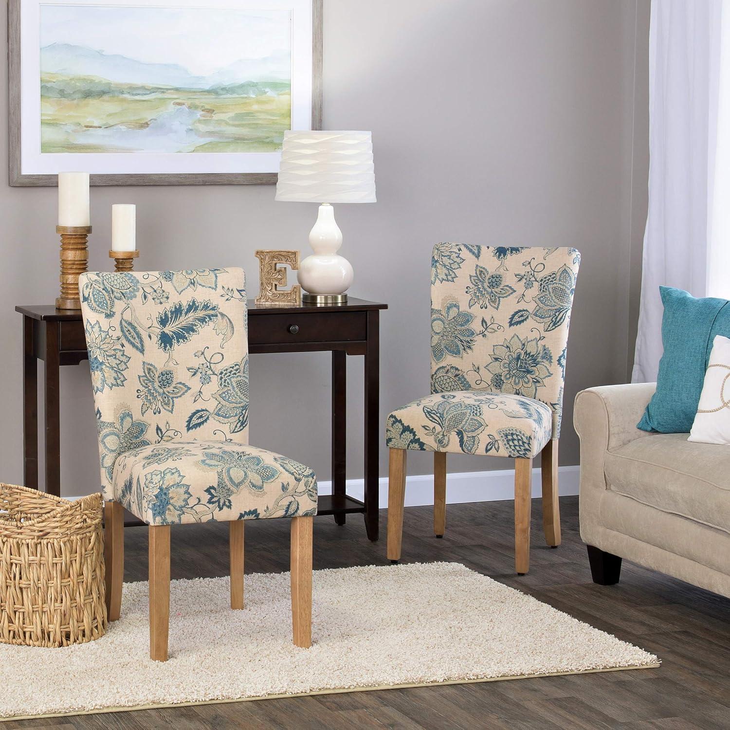 imageHomePop Classic Parsons Dining Chair Pack of 2 Brown Jacobean PrintBlue Jacobean