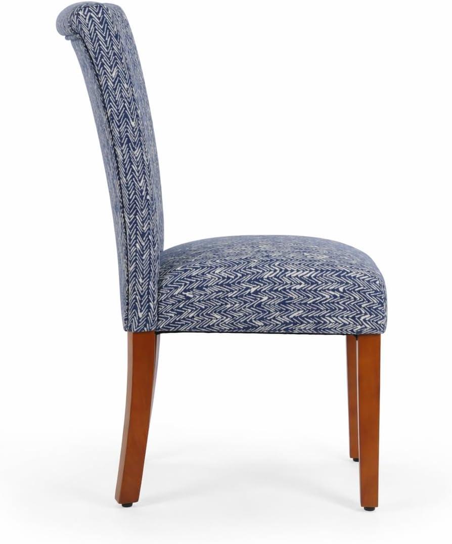 imageHomePop Classic Parsons Dining Chair Pack of 2 Brown Jacobean PrintBlue Woven