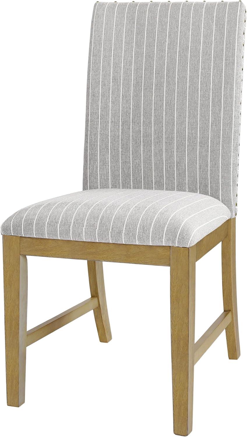 imageHomePop Classic Parsons Dining Chair Pack of 2 Brown Jacobean PrintLight Gray Stripe Set of 2