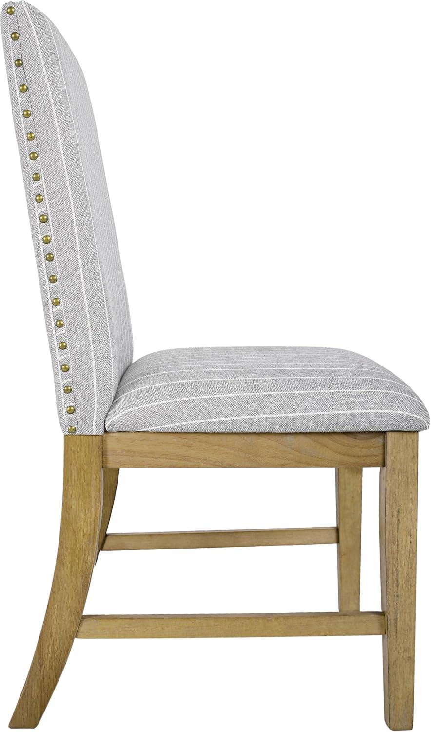 imageHomePop Classic Parsons Dining Chair Pack of 2 Brown Jacobean PrintLight Gray Stripe Set of 2