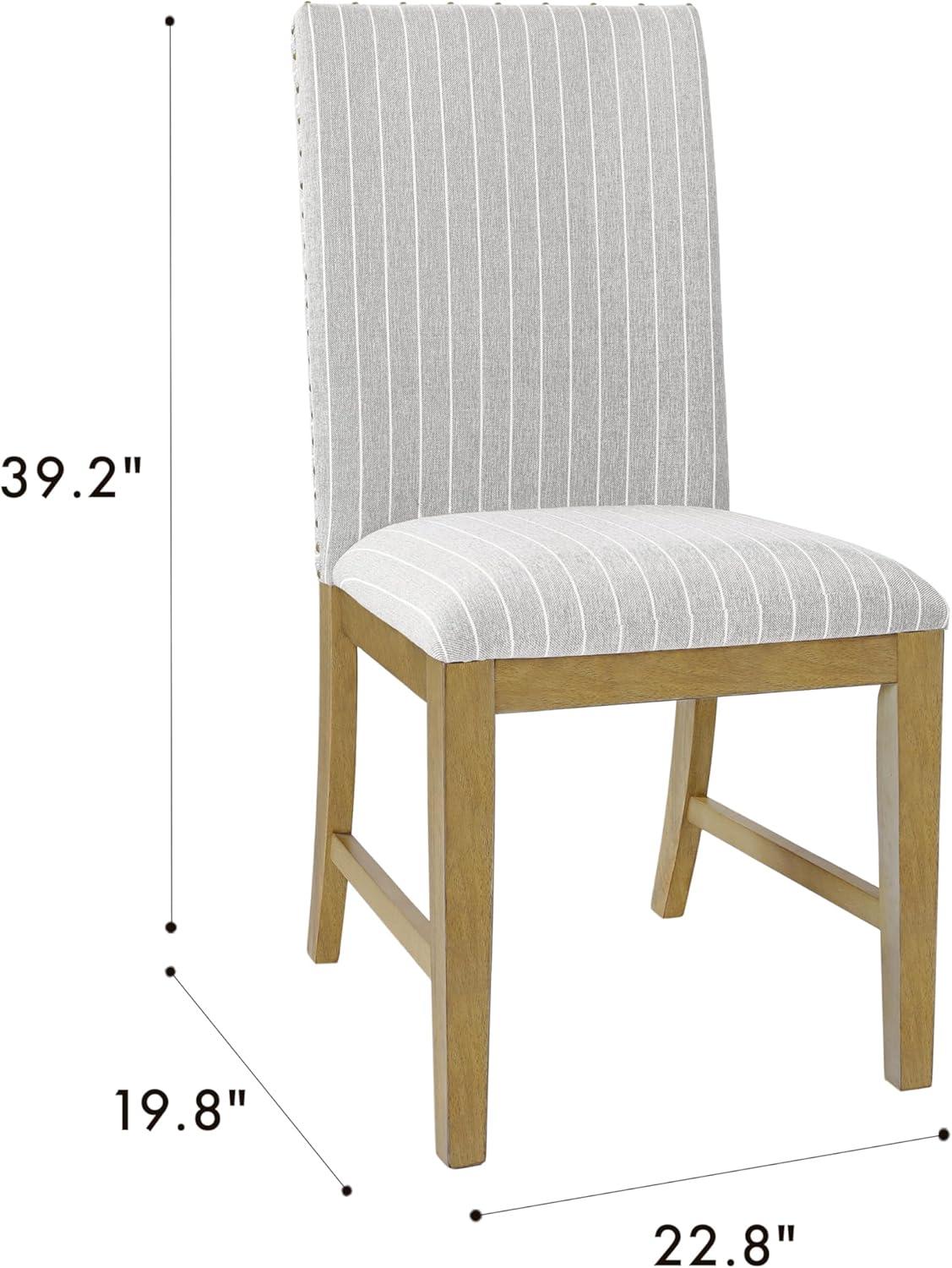 imageHomePop Classic Parsons Dining Chair Pack of 2 Brown Jacobean PrintLight Gray Stripe Set of 2