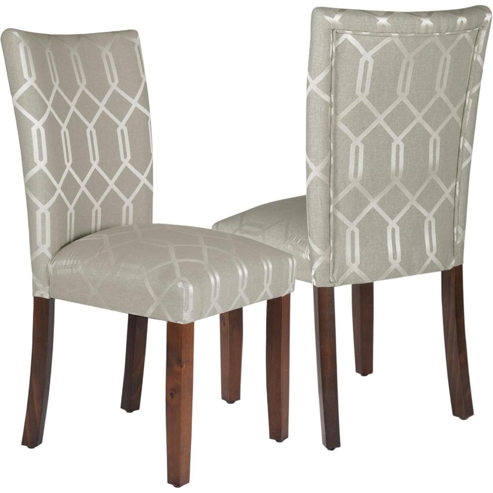 imageHomePop Classic Parsons Dining Chair Pack of 2 Brown Jacobean PrintPewter Gray Cream Lattice Set of 2