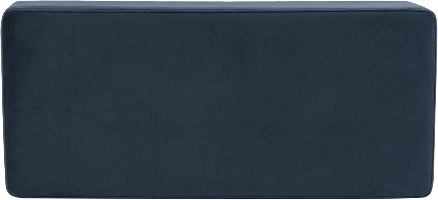 imageHomePop Large Decorative Storage Bench Blue Geometric PatternBlue Velvet