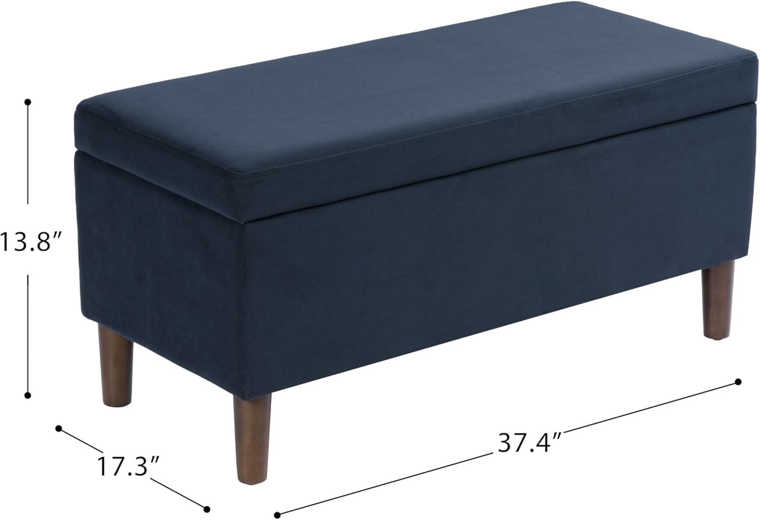 imageHomePop Large Decorative Storage Bench Blue Geometric PatternBlue Velvet