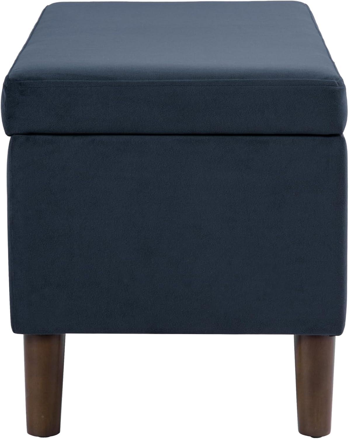 imageHomePop Large Decorative Storage Bench Blue Geometric PatternBlue Velvet