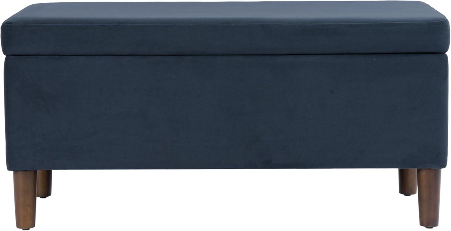 imageHomePop Large Decorative Storage Bench Blue Geometric PatternBlue Velvet
