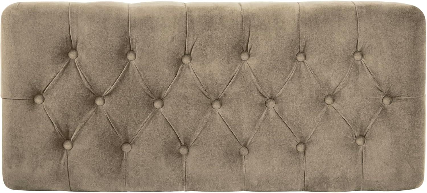 imageHomePop Large Decorative Storage Bench Blue Geometric PatternFawn Velvet