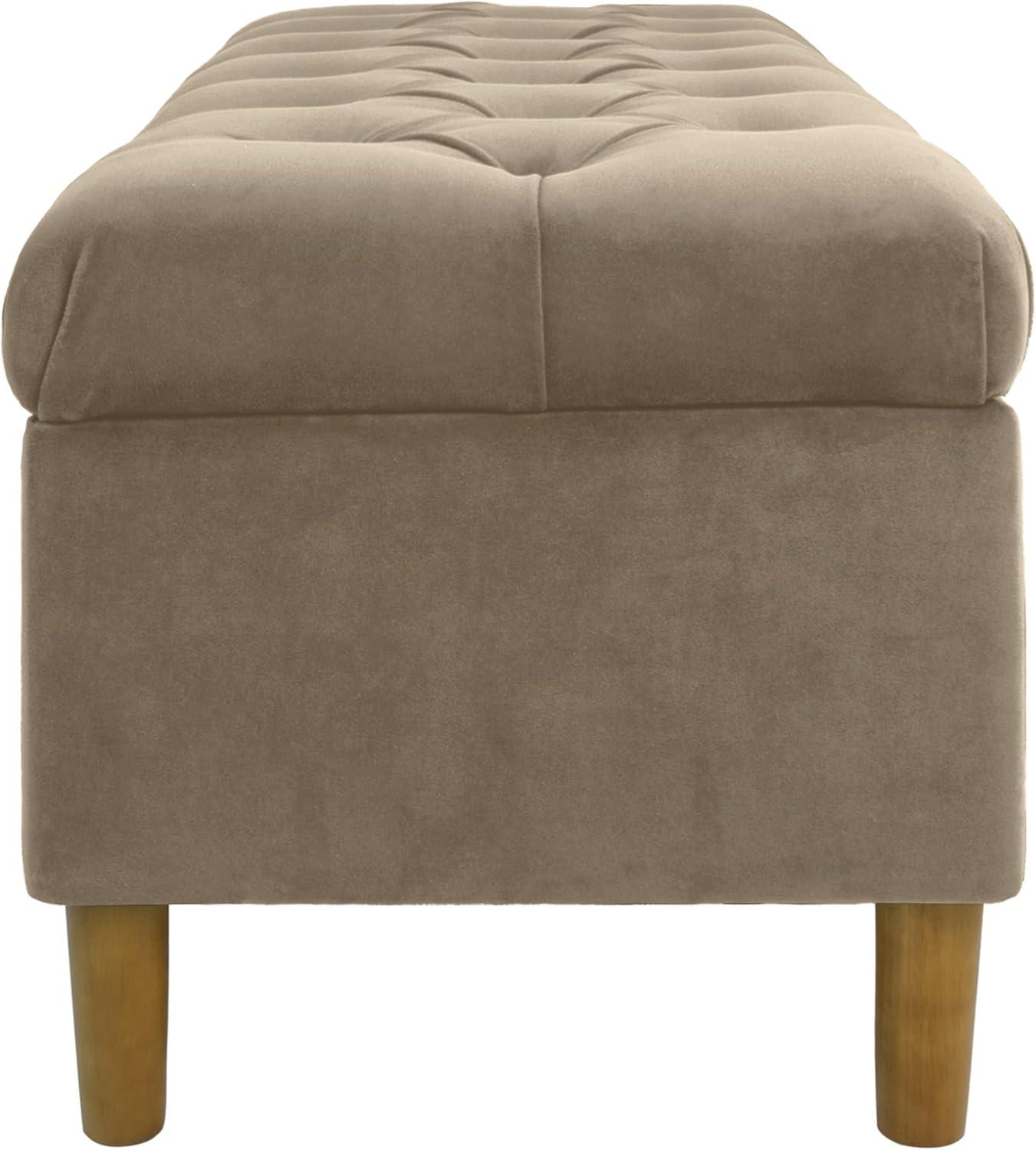 imageHomePop Large Decorative Storage Bench Blue Geometric PatternFawn Velvet