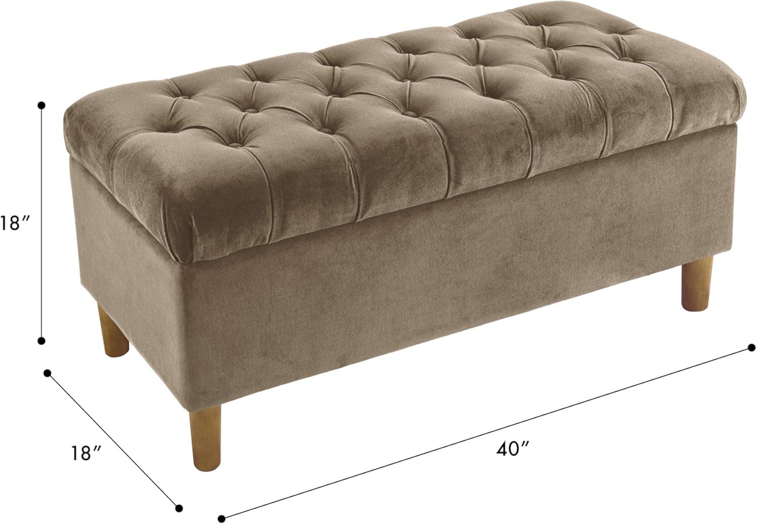 imageHomePop Large Decorative Storage Bench Blue Geometric PatternFawn Velvet