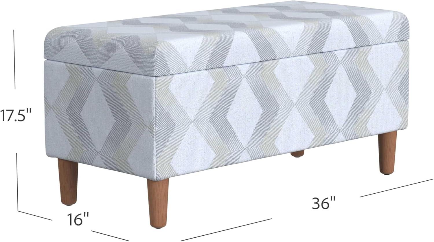 imageHomePop Large Decorative Storage Bench Blue Geometric PatternNatural Woven Geo