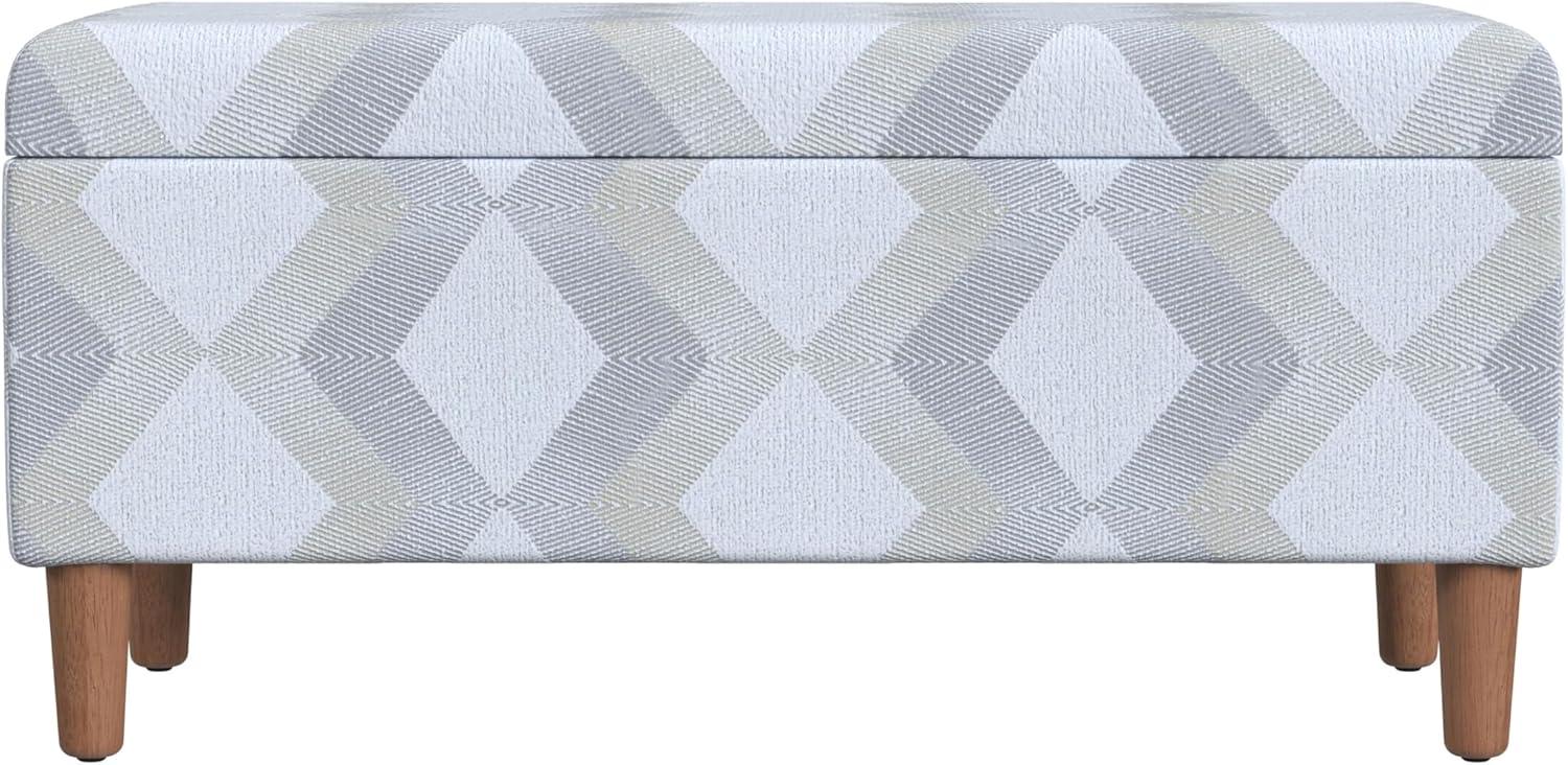 imageHomePop Large Decorative Storage Bench Blue Geometric PatternNatural Woven Geo