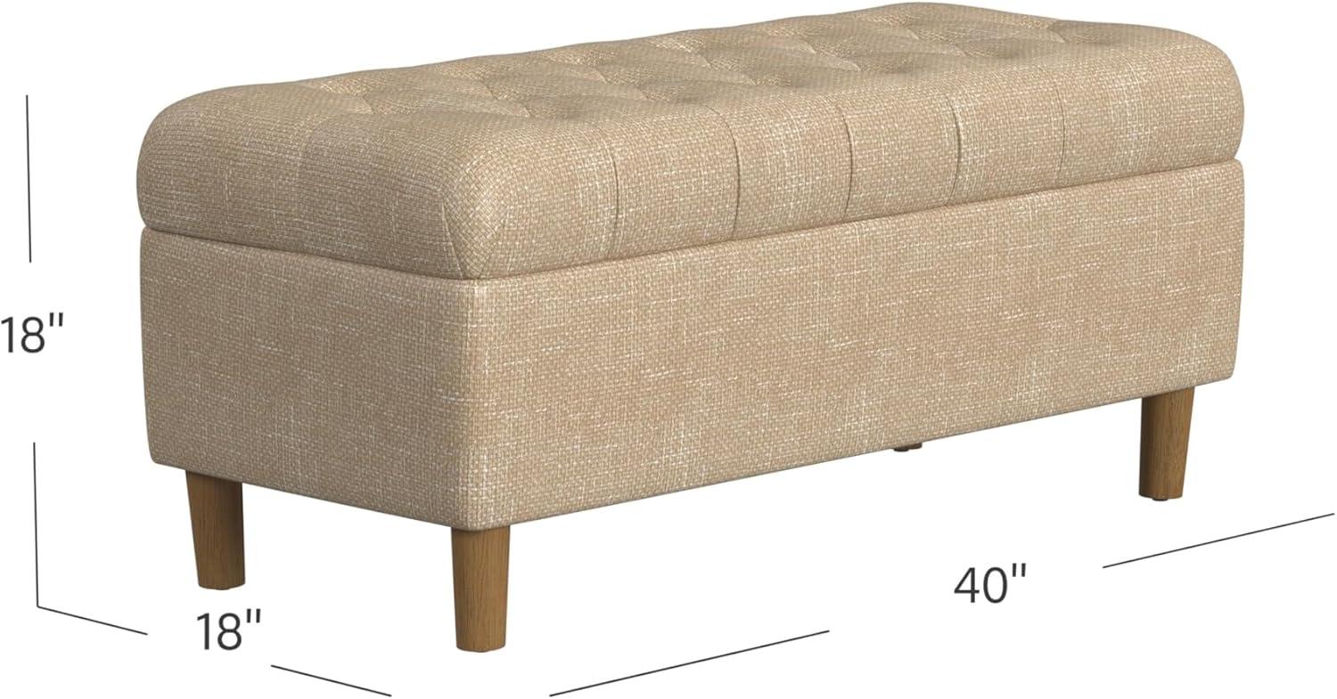 imageHomePop Large Decorative Storage Bench Blue Geometric PatternOatmeal Textured Fabric