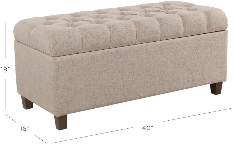 imageHomePop Large Decorative Storage Bench Blue Geometric PatternTan