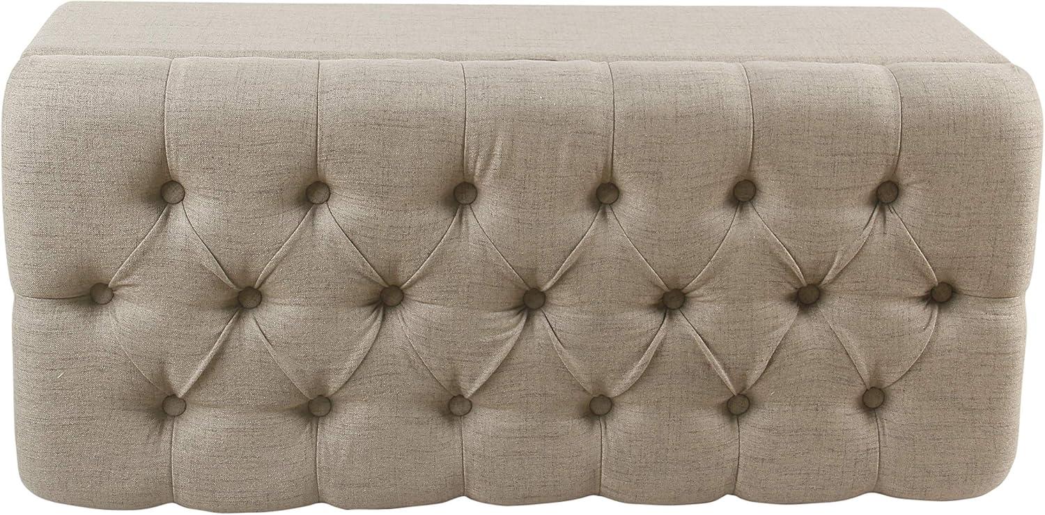 imageHomePop Large Decorative Storage Bench Blue Geometric PatternTan