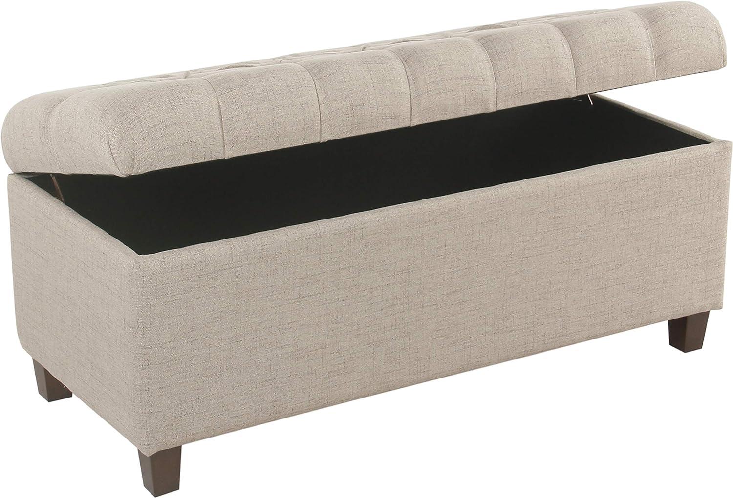 imageHomePop Large Decorative Storage Bench Blue Geometric PatternTan