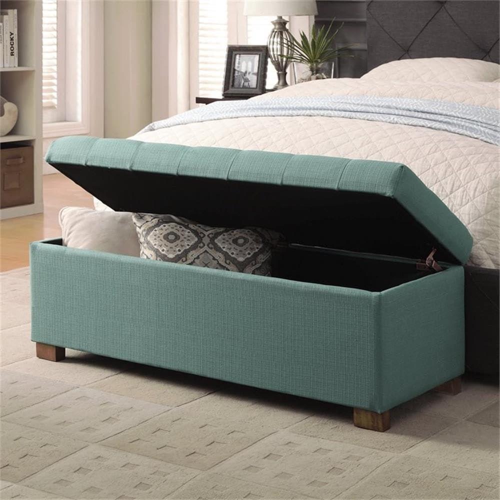 imageHomePop Large Decorative Storage Bench Blue Geometric PatternTeal