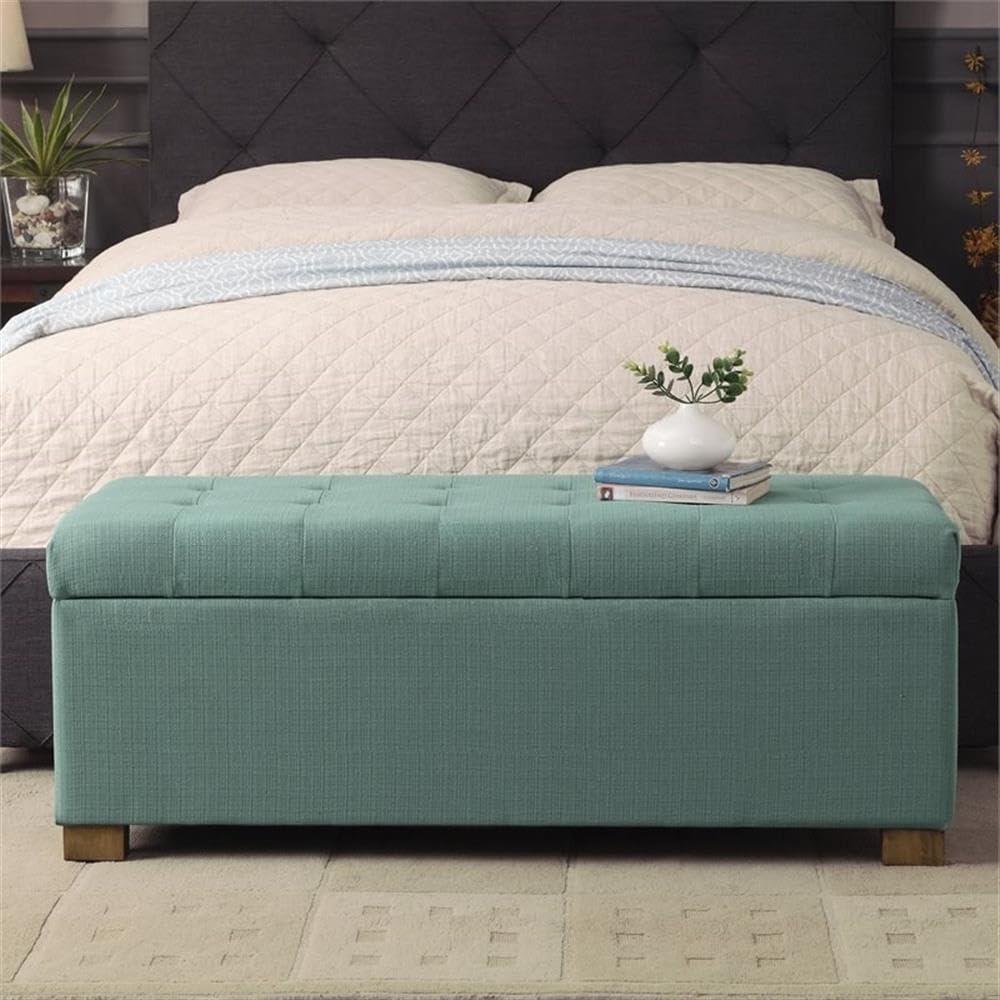 imageHomePop Large Decorative Storage Bench Blue Geometric PatternTeal
