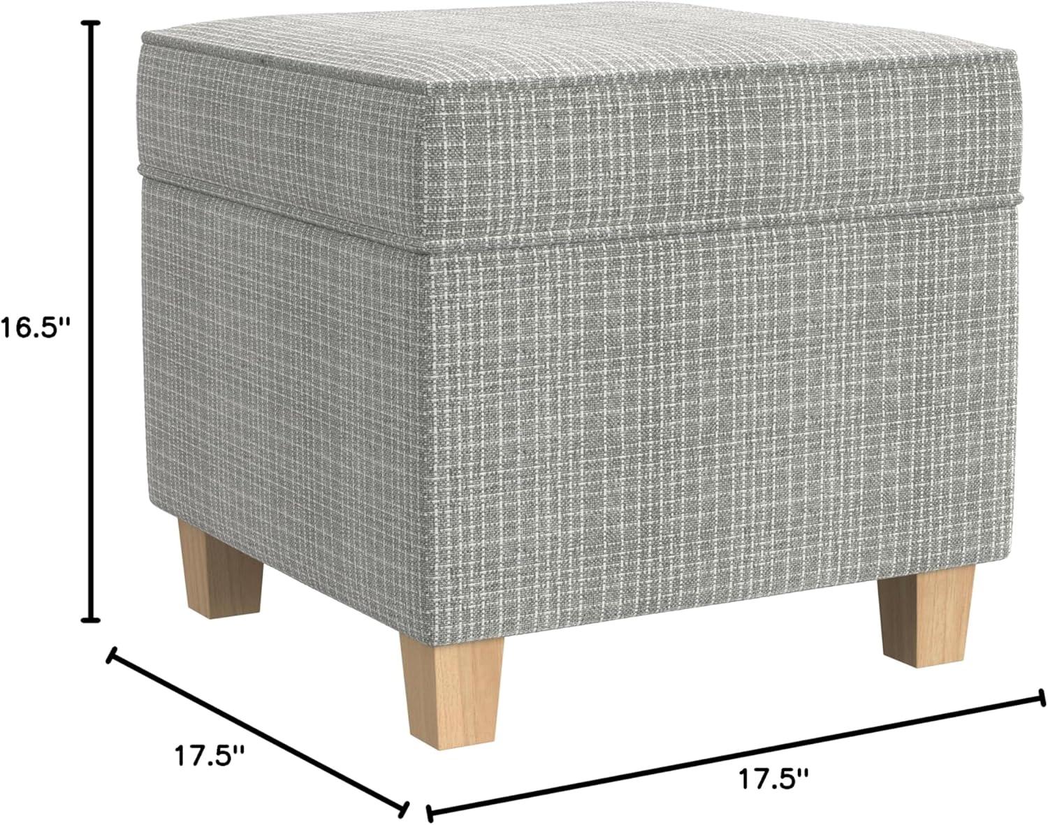 imageHomePop Small Square Storage Ottoman with LiftOff Top Gray and Cream Stripe Fabric Upholstered Accent Footrest Stool with Wood Legs for Living Room Bedroom EntrywaySage Mini Grid Pattern