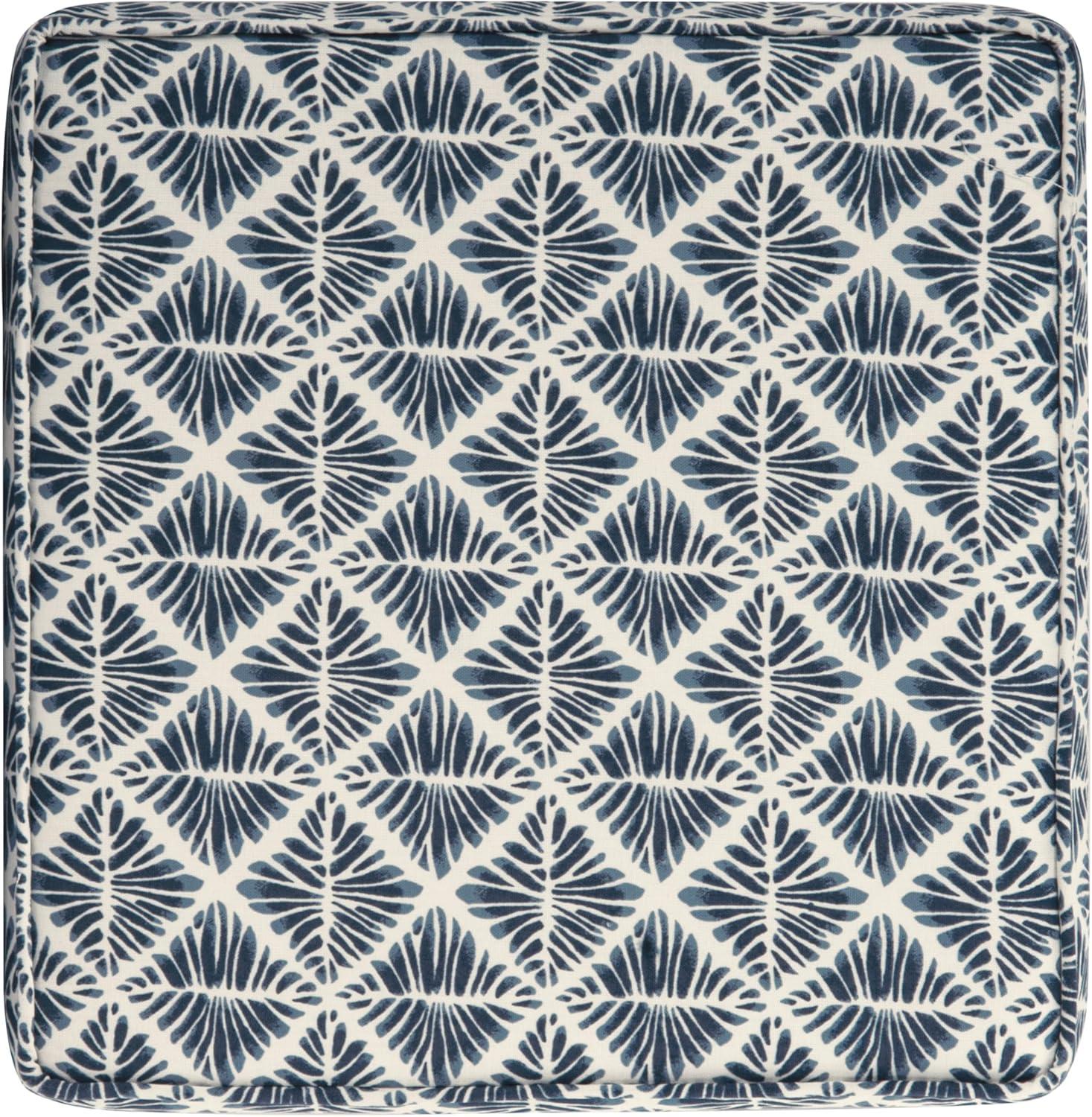 imageHomePop Small Square Storage Ottoman with LiftOff Top Gray and Cream Stripe Fabric Upholstered Accent Footrest Stool with Wood Legs for Living Room Bedroom EntrywayBlue Geometric Pattern